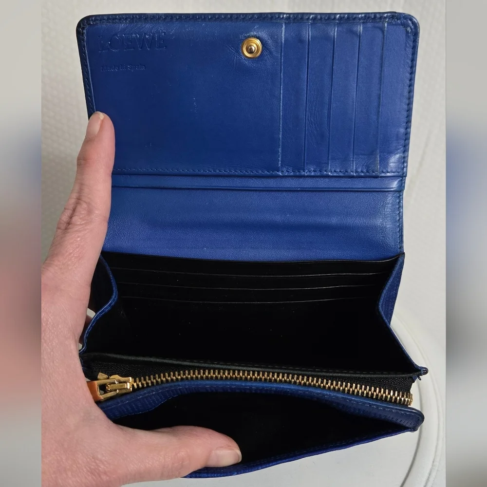EUC Loewe Textured Navy Leather Wallet